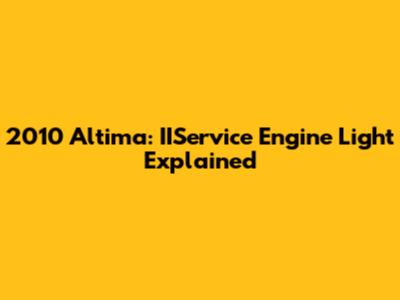 2010 Altima: IIService Engine Light Explained
