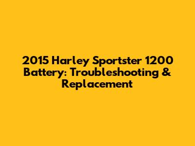 2015 Harley Sportster 1200 Battery: Troubleshooting & Replacement