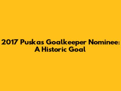 2017 Puskas Goalkeeper Nominee: A Historic Goal