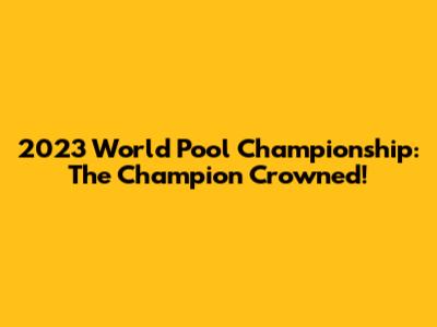 2023 World Pool Championship: The Champion Crowned!
