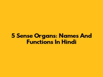 5 Sense Organs: Names And Functions In Hindi
