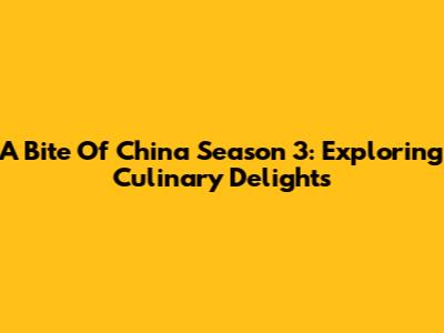 A Bite Of China Season 3: Exploring Culinary Delights