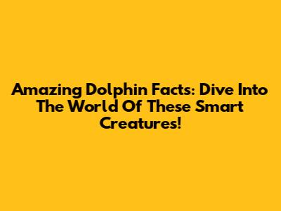 Amazing Dolphin Facts: Dive Into The World Of These Smart Creatures!