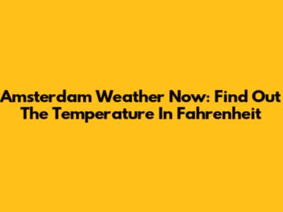 Amsterdam Weather Now: Find Out The Temperature In Fahrenheit
