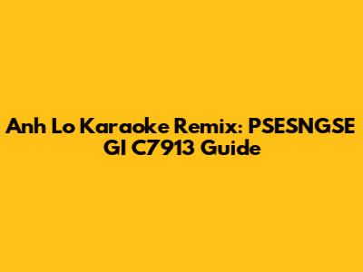 Anh Lo Karaoke Remix: PSESNGSE GI C7913 Guide