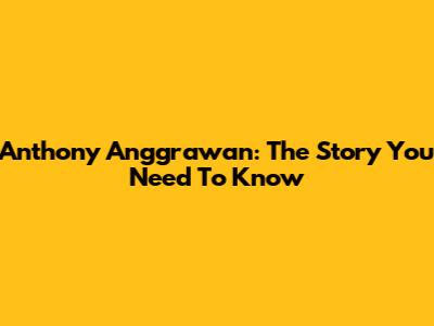 Anthony Anggrawan: The Story You Need To Know