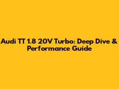Audi TT 1.8 20V Turbo: Deep Dive & Performance Guide