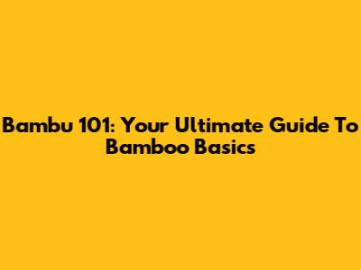 Bambu 101: Your Ultimate Guide To Bamboo Basics