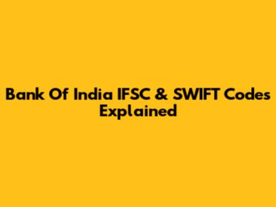 Bank Of India IFSC & SWIFT Codes Explained