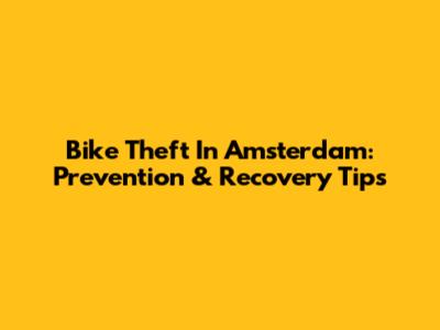 Bike Theft In Amsterdam: Prevention & Recovery Tips