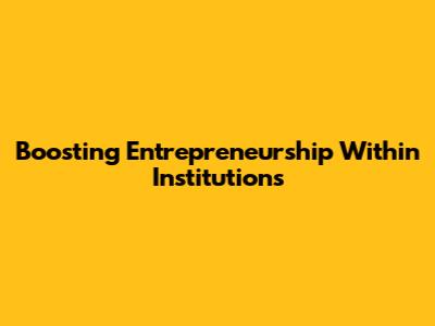 Boosting Entrepreneurship Within Institutions