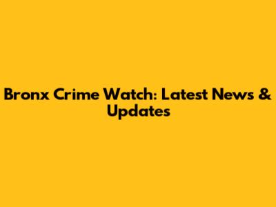 Bronx Crime Watch: Latest News & Updates