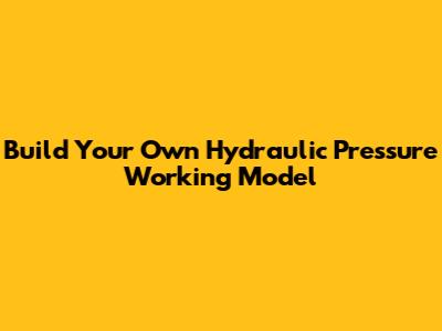 Build Your Own Hydraulic Pressure Working Model