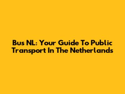 Bus NL: Your Guide To Public Transport In The Netherlands