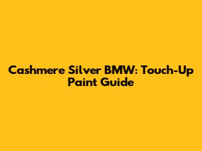 Cashmere Silver BMW: Touch-Up Paint Guide
