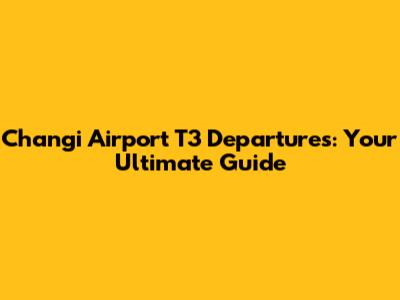Changi Airport T3 Departures: Your Ultimate Guide