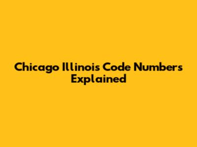 Chicago Illinois Code Numbers Explained