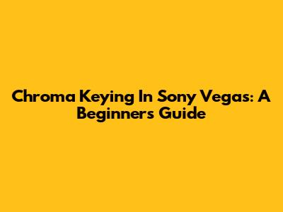 Chroma Keying In Sony Vegas: A Beginner's Guide