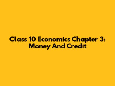 Class 10 Economics Chapter 3: Money And Credit