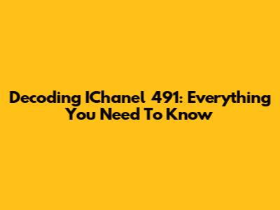 Decoding IChanel 491: Everything You Need To Know
