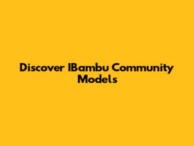 Discover IBambu Community Models