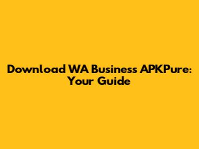 Download WA Business APKPure: Your Guide