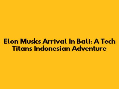 Elon Musk's Arrival In Bali: A Tech Titan's Indonesian Adventure