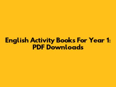 English Activity Books For Year 1: PDF Downloads