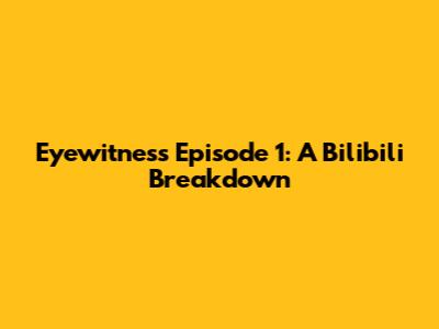 Eyewitness Episode 1: A Bilibili Breakdown