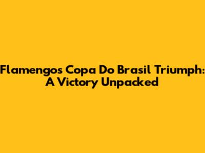 Flamengo's Copa Do Brasil Triumph: A Victory Unpacked