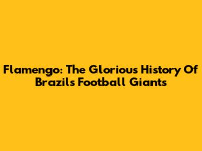 Flamengo: The Glorious History Of Brazil's Football Giants