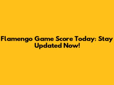 Flamengo Game Score Today: Stay Updated Now!