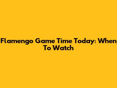 Flamengo Game Time Today: When To Watch