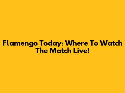 Flamengo Today: Where To Watch The Match Live!