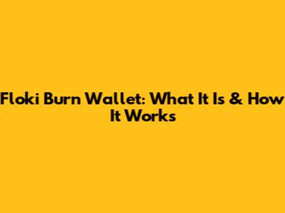 Floki Burn Wallet: What It Is & How It Works