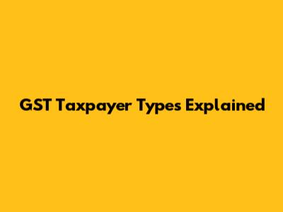GST Taxpayer Types Explained