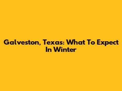 Galveston, Texas: What To Expect In Winter