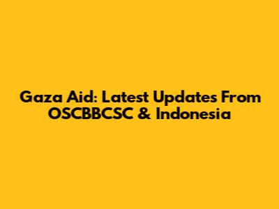 Gaza Aid: Latest Updates From OSCBBCSC & Indonesia