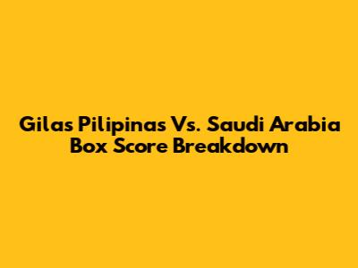 Gilas Pilipinas Vs. Saudi Arabia Box Score Breakdown