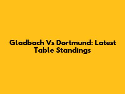 Gladbach Vs Dortmund: Latest Table Standings