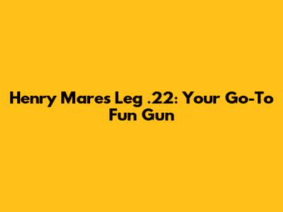 Henry Mare's Leg .22: Your Go-To Fun Gun