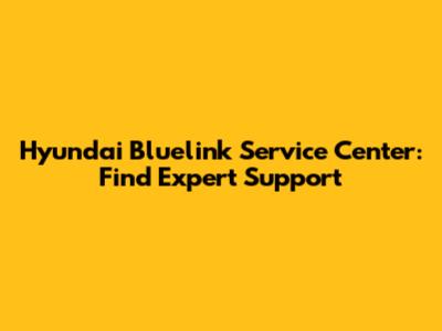 Hyundai Bluelink Service Center: Find Expert Support