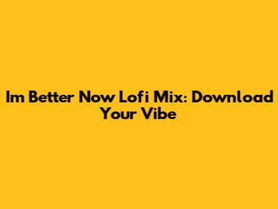 I'm Better Now Lofi Mix: Download Your Vibe