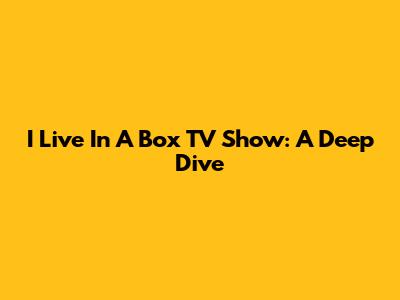 I Live In A Box TV Show: A Deep Dive
