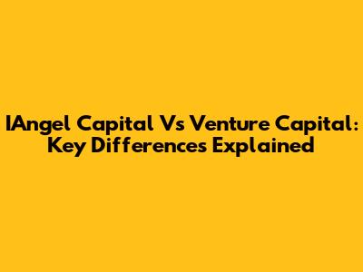 IAngel Capital Vs Venture Capital: Key Differences Explained