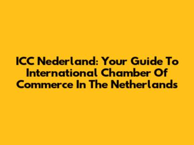 ICC Nederland: Your Guide To International Chamber Of Commerce In The Netherlands
