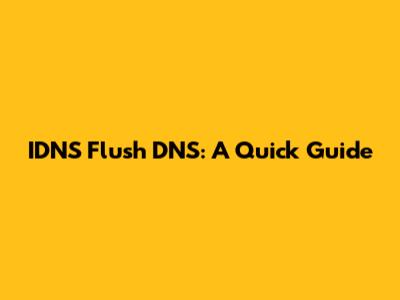 IDNS Flush DNS: A Quick Guide