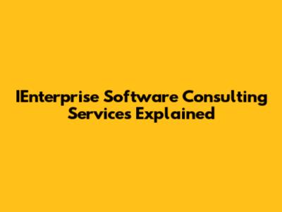 IEnterprise Software Consulting Services Explained