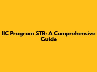 IIC Program STB: A Comprehensive Guide