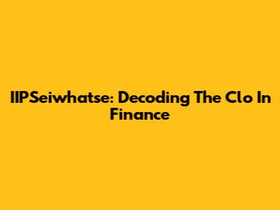 IIPSeiwhatse: Decoding The Clo In Finance
